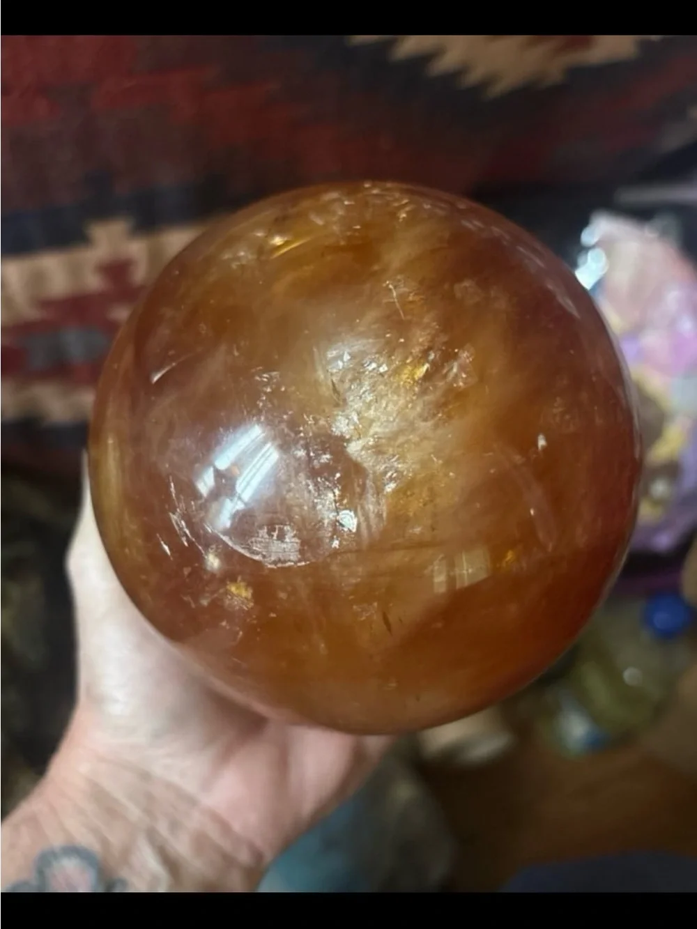 Amber Honey Calcite Sphere Golden Calcite 4lbs 12.4oz UHQ